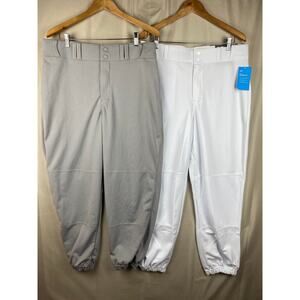 Champro Baseball Pants Mens sz Large MVP Classic Cut 2 Pairs Gray White (nwt)